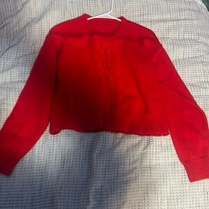 Red button up cardigan